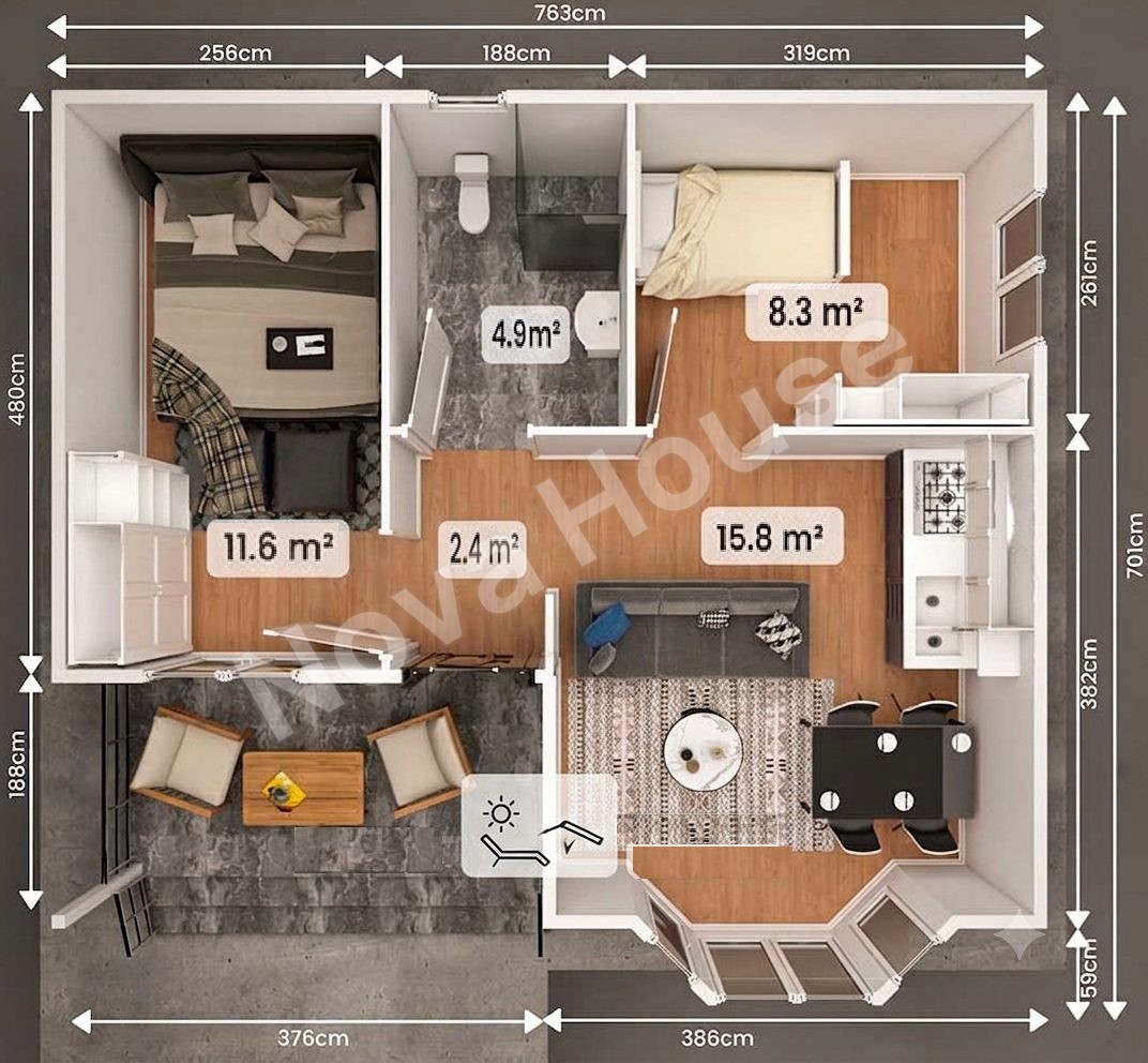 Casa prefabricata 50m² 2+1 — Plan