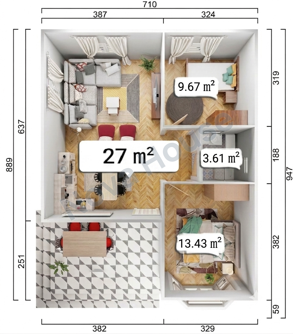 Casa prefabricata 55m² 2+1 — Plan