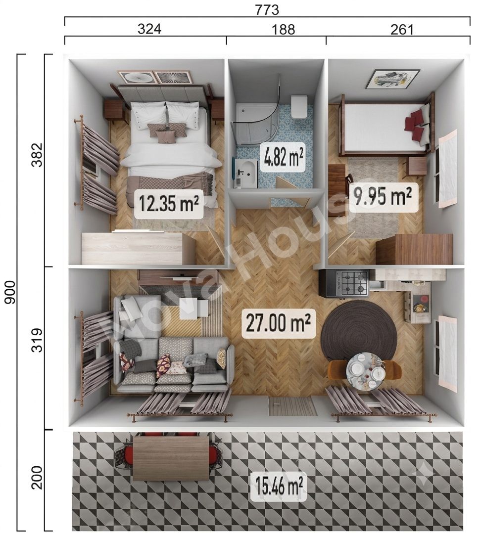 Сглобјаема кашта 70m² 2+1 — Основа