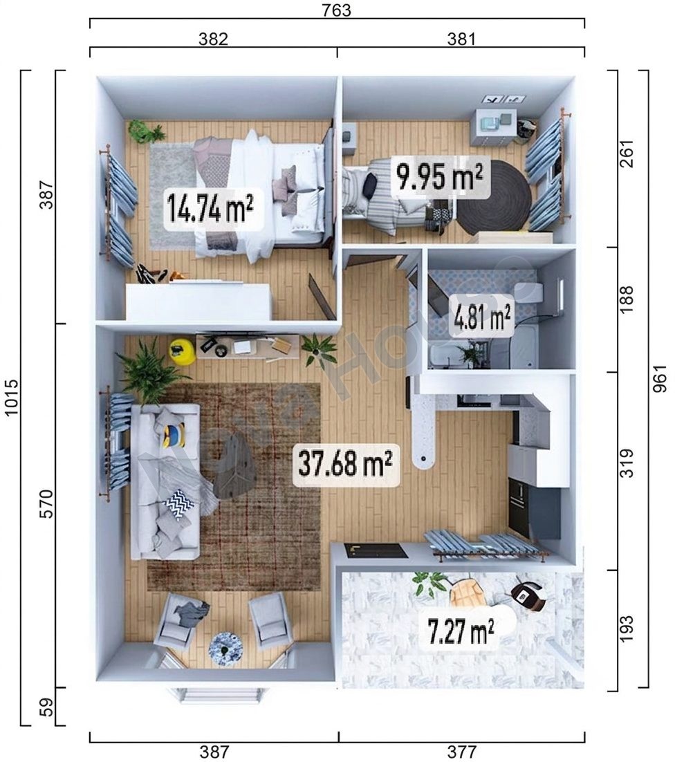 Сглобјаема кашта 74 m² 2+1 — Основа