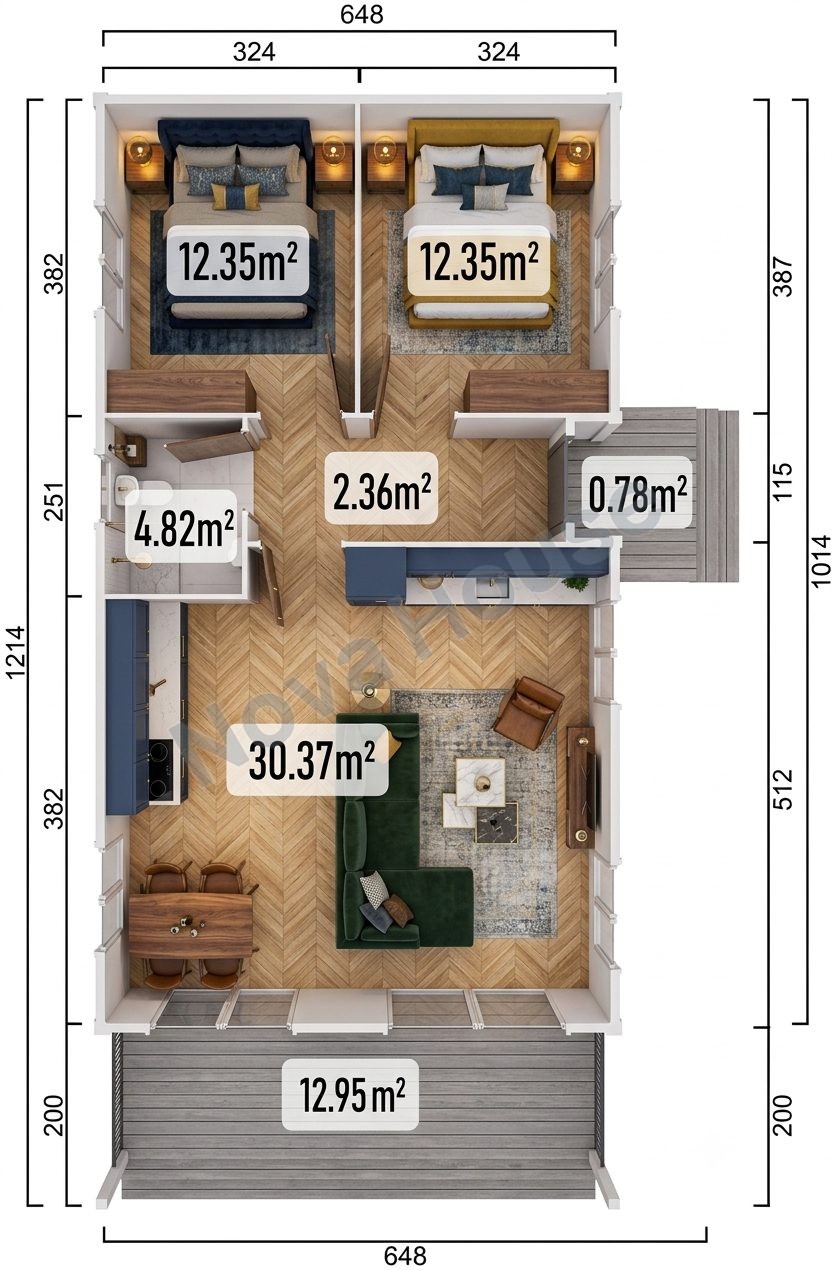 Сглобјаема кашта 78 m² 2+1 — Основа