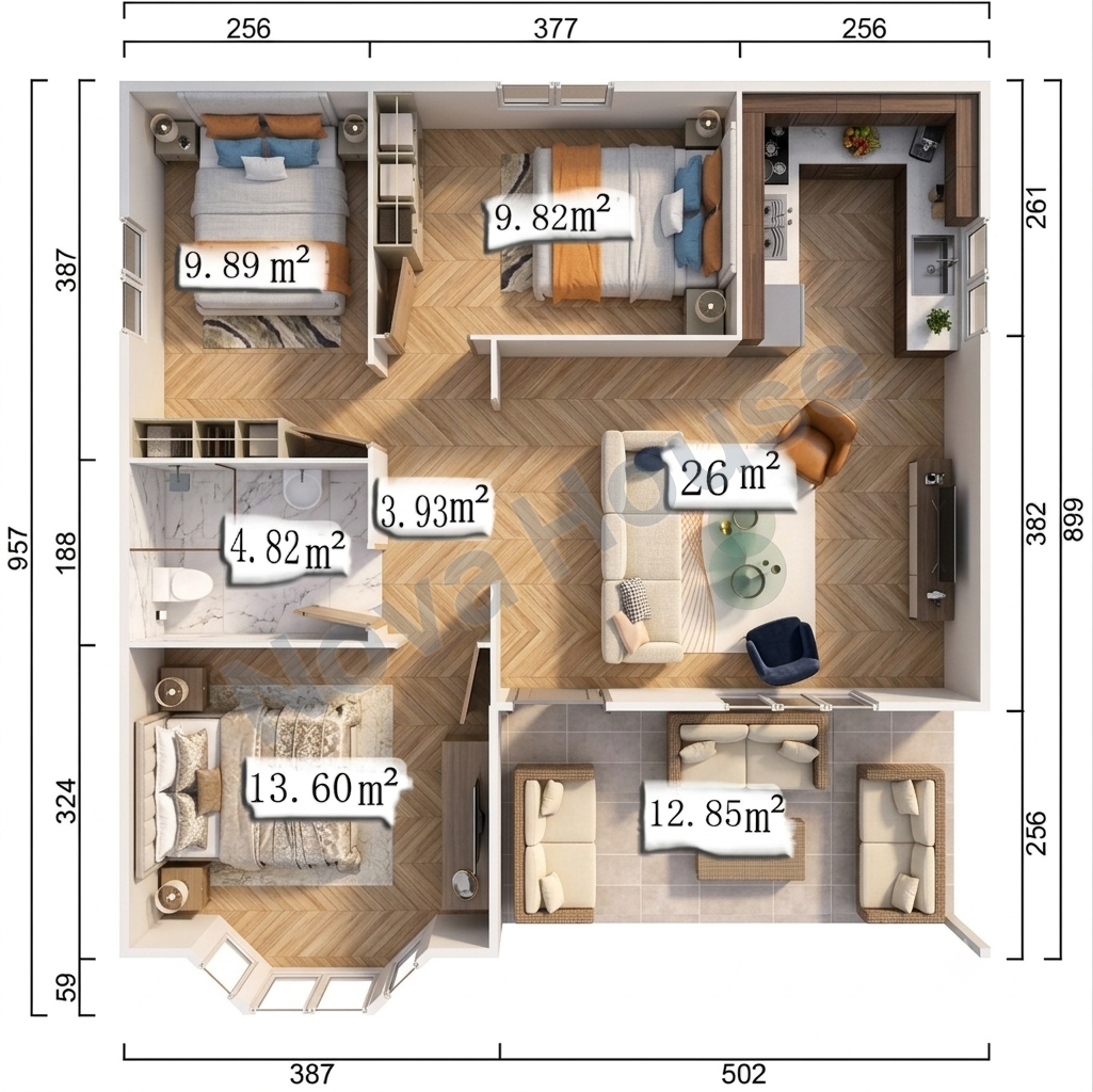 Сглобјаема кашта 81 m² 3+1 — Основа
