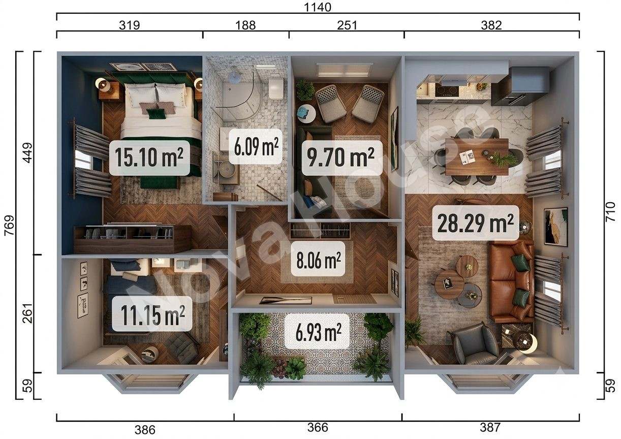 Сглобјаема кашта 85 m² 3+1 — Основа