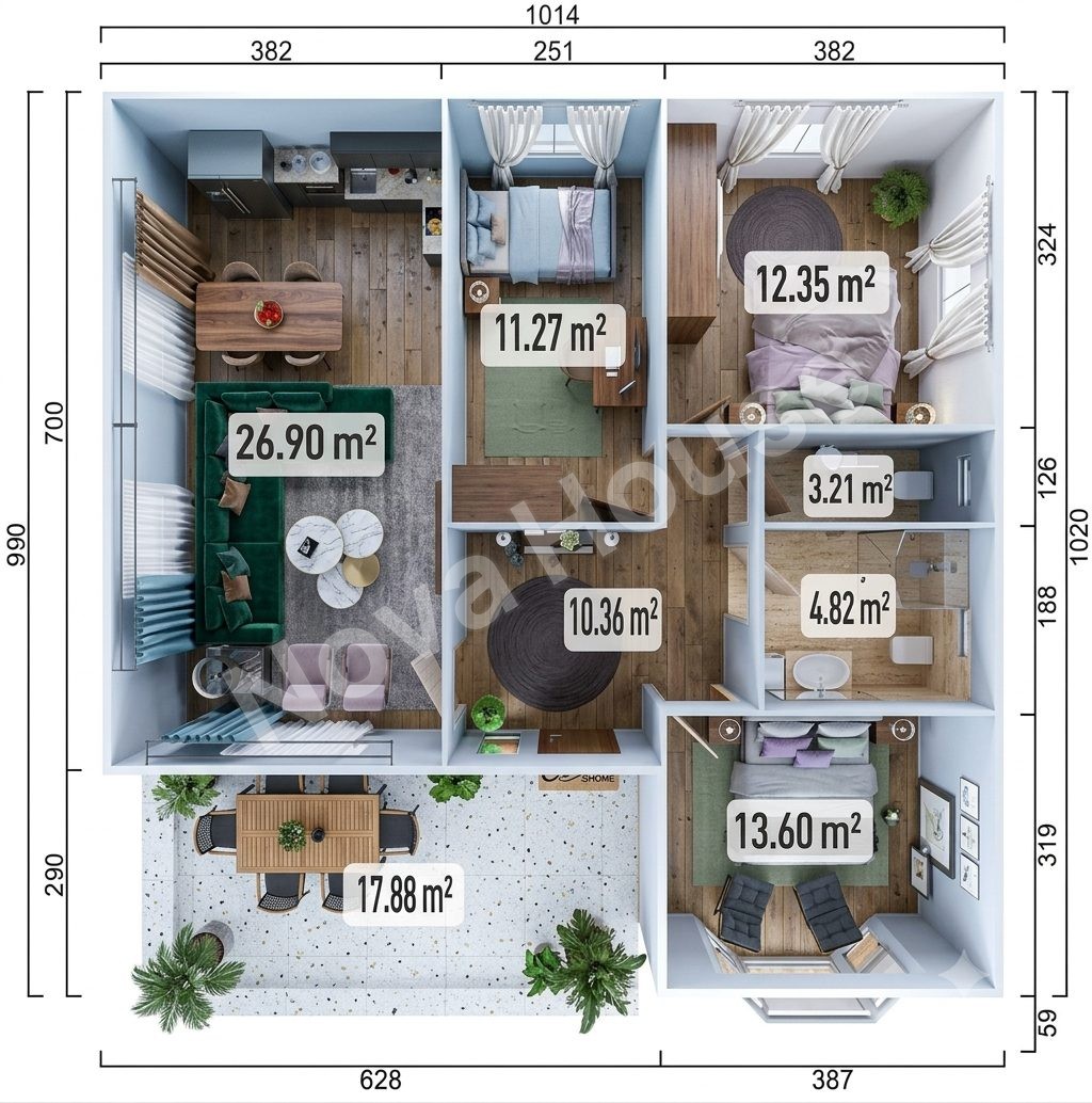 Сглобјаема кашта 98 m² 3+1 — Основа