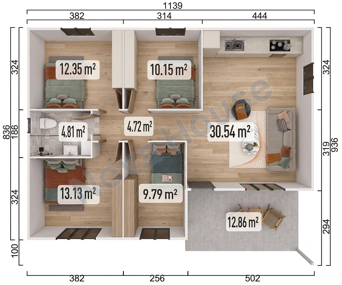 Сглобјаема кашта 100 m² 4+1 — Основа