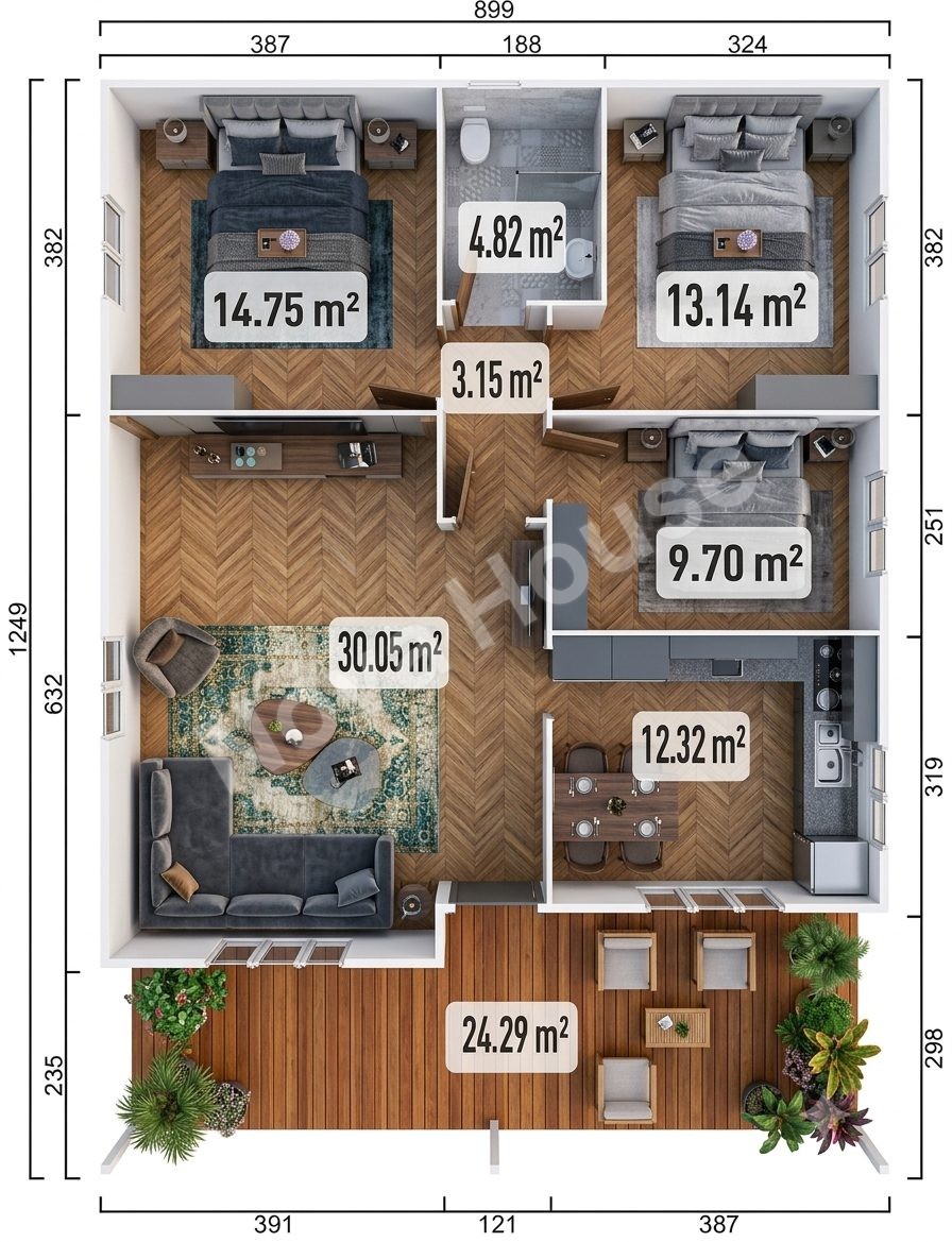 Сглобјаема кашта 112 m² 3+1 — Основа