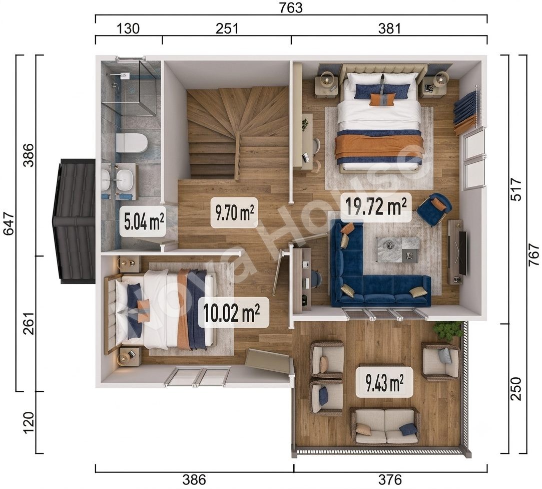 Сглобјаема кашта 110 m² 2+1+1 — Основа