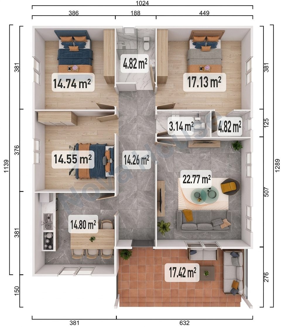Сглобјаема кашта 126 m² 3+2 — Основа