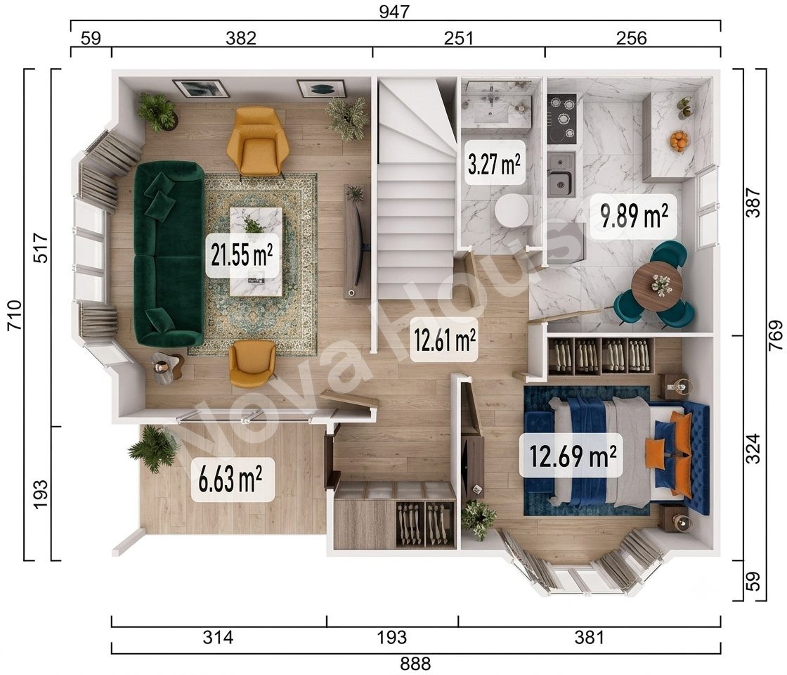 Сглобјаема кашта 131 m² 4+2 — Основа