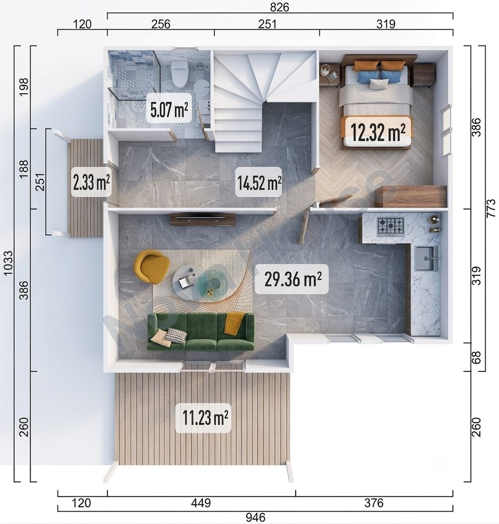 Сглобјаема кашта 149 m² 4+3 — Основа