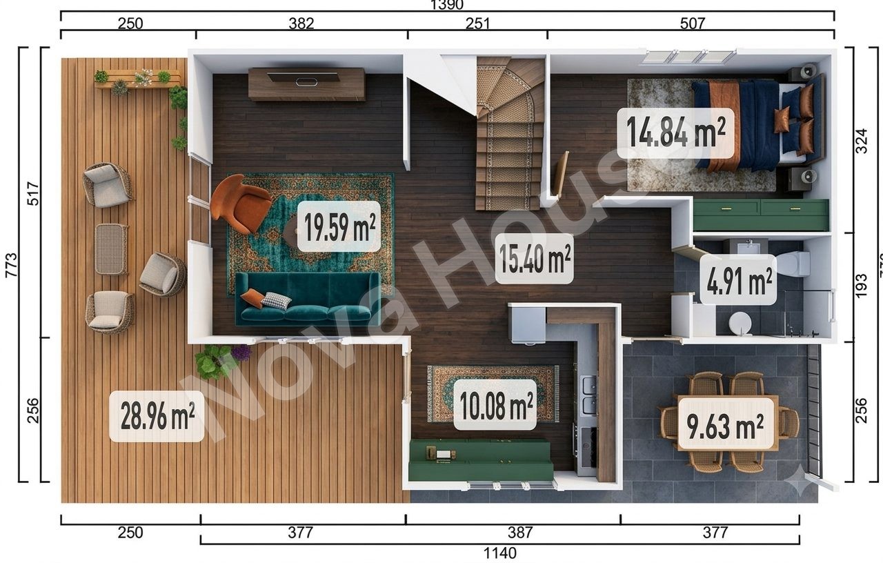 Сглобјаема кашта 186 m² 4+3 — Основа