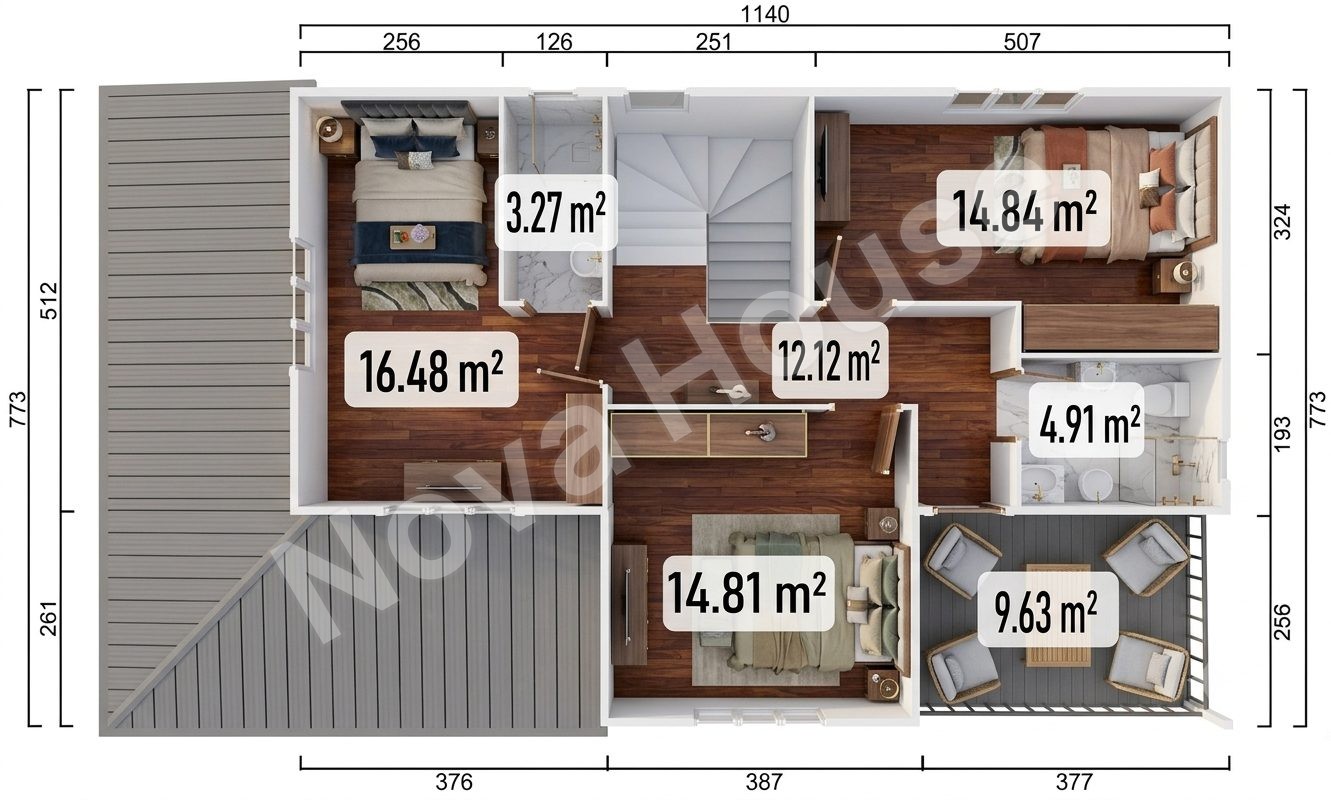 Casa prefabricata 186 m² 4+3 — Plan